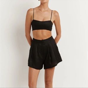 Dissh black linen shorts